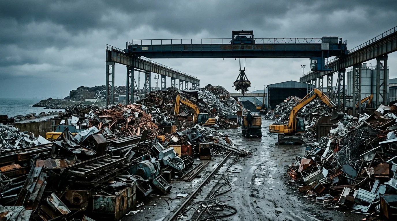Hurda sahasında vinç ile metal alımı